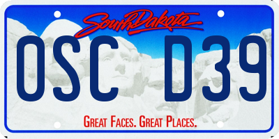 SD license plate 0SCD39