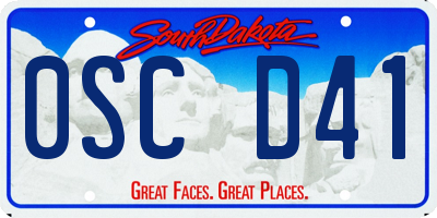 SD license plate 0SCD41