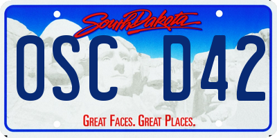 SD license plate 0SCD42