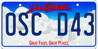 SD license plate 0SCD43