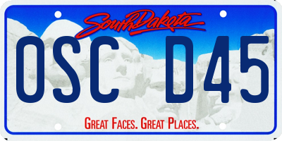 SD license plate 0SCD45
