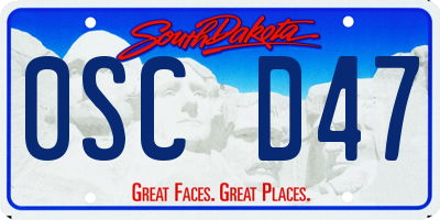 SD license plate 0SCD47