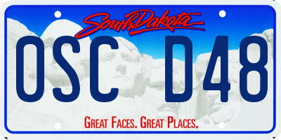 SD license plate 0SCD48