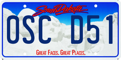 SD license plate 0SCD51