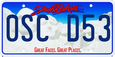 SD license plate 0SCD53