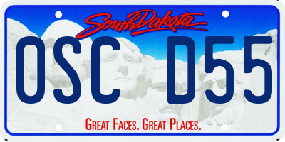 SD license plate 0SCD55