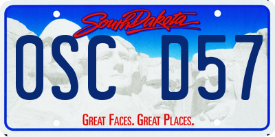SD license plate 0SCD57