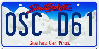 SD license plate 0SCD61