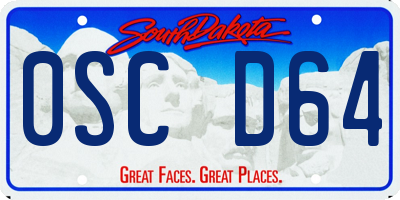SD license plate 0SCD64