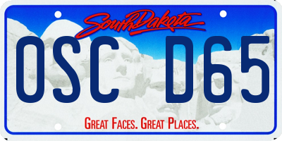 SD license plate 0SCD65
