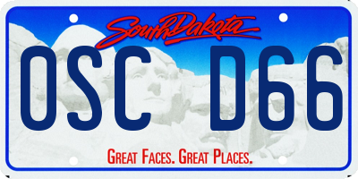 SD license plate 0SCD66