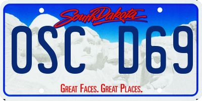 SD license plate 0SCD69