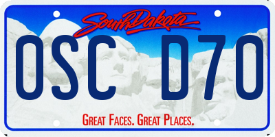 SD license plate 0SCD70