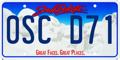 SD license plate 0SCD71