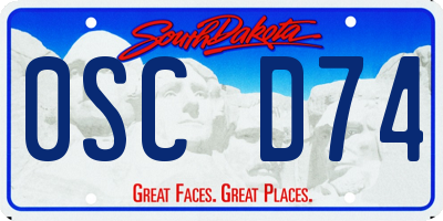 SD license plate 0SCD74