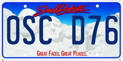 SD license plate 0SCD76