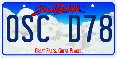 SD license plate 0SCD78