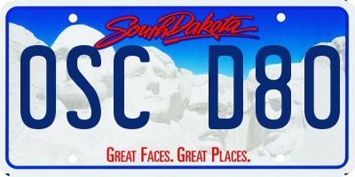 SD license plate 0SCD80