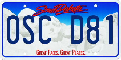 SD license plate 0SCD81