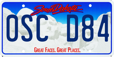 SD license plate 0SCD84