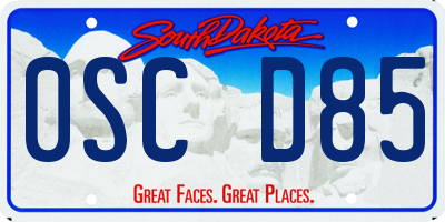 SD license plate 0SCD85