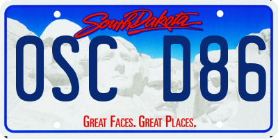 SD license plate 0SCD86