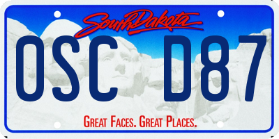 SD license plate 0SCD87
