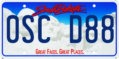 SD license plate 0SCD88