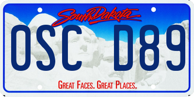 SD license plate 0SCD89