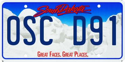 SD license plate 0SCD91