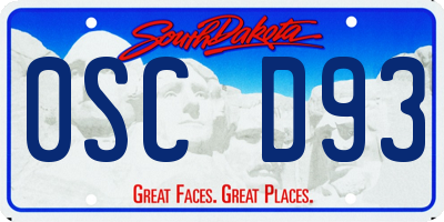 SD license plate 0SCD93