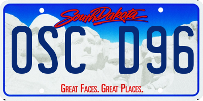 SD license plate 0SCD96