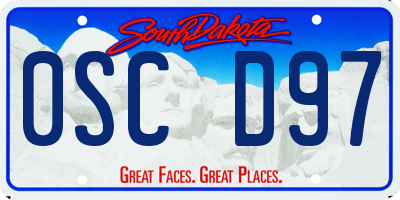 SD license plate 0SCD97