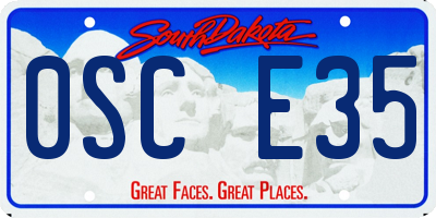 SD license plate 0SCE35