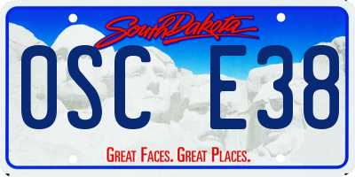 SD license plate 0SCE38