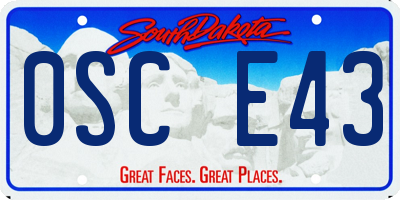 SD license plate 0SCE43