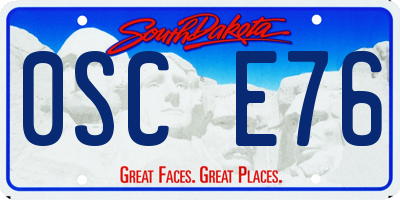 SD license plate 0SCE76