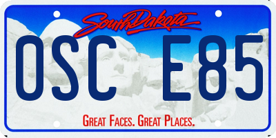 SD license plate 0SCE85
