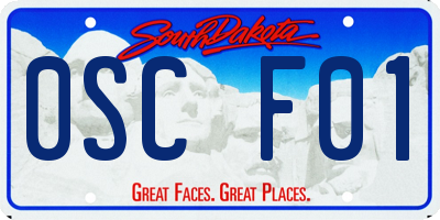 SD license plate 0SCF01