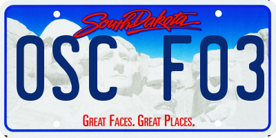 SD license plate 0SCF03