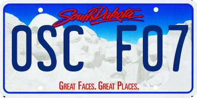 SD license plate 0SCF07