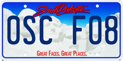 SD license plate 0SCF08