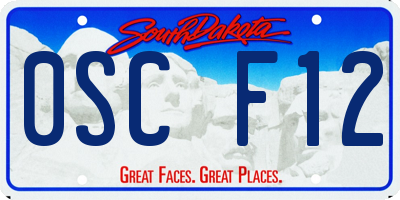 SD license plate 0SCF12