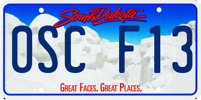 SD license plate 0SCF13