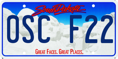 SD license plate 0SCF22