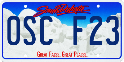 SD license plate 0SCF23