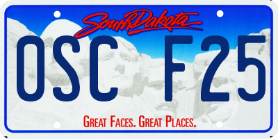 SD license plate 0SCF25