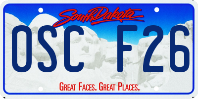SD license plate 0SCF26