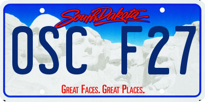 SD license plate 0SCF27