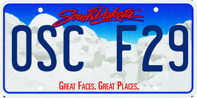 SD license plate 0SCF29